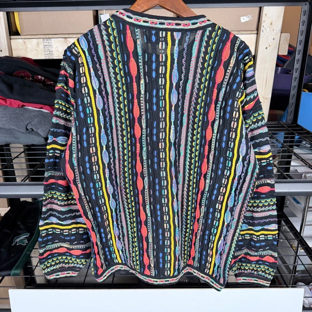 TUNDRA CANADA Mens Black Multi Color‎ Knit Sweater Crewneck Long Sleeve Size L